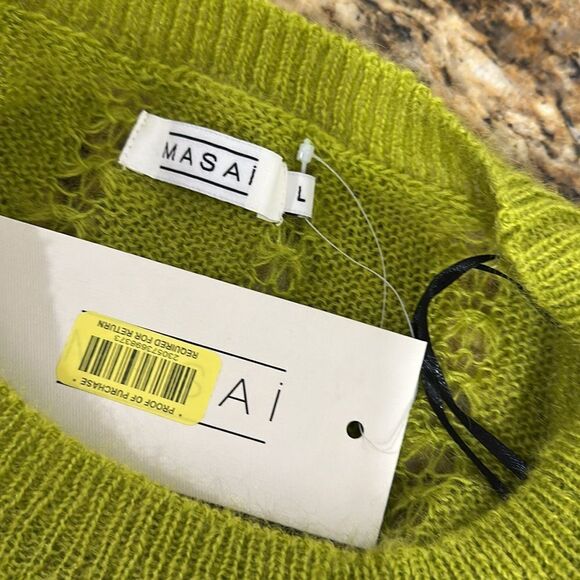 Masai Mohair Blend Long Sleeve Crew Neck Sweater In Green Size L - Picture 4 of 7